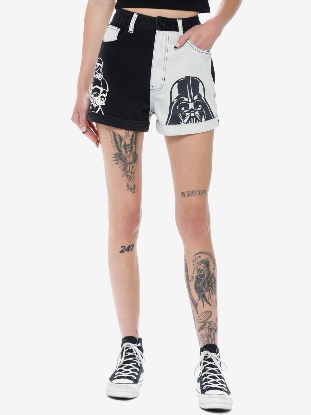 Her Universe Star Wars Vader Stormtrooper Split Mom Shorts Sz 13